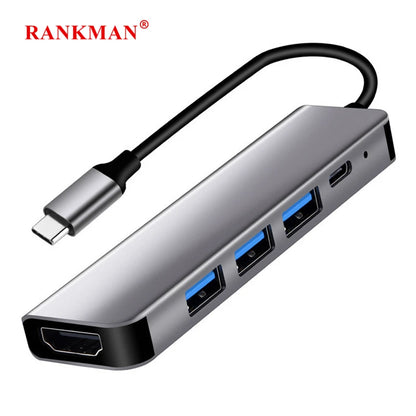 Rankman Hub USB-C 4K HDMI con Carga PD y USB 3.0