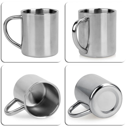 Taza de café de acero inoxidable de 220ML, taza de doble pared, taza anticalor antiescaldado, taza de Metal para viajes al aire libre, 1-5 uds.