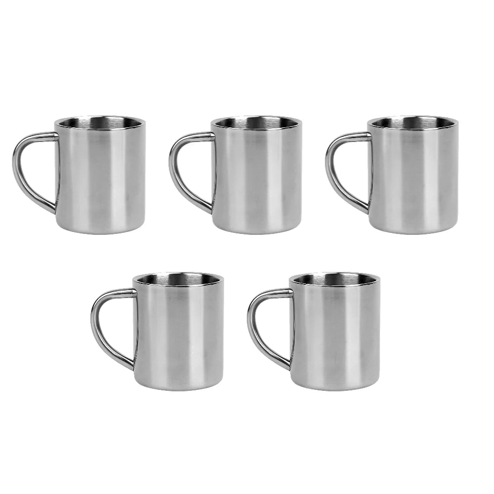 Taza de café de acero inoxidable de 220ML, taza de doble pared, taza anticalor antiescaldado, taza de Metal para viajes al aire libre, 1-5 uds.