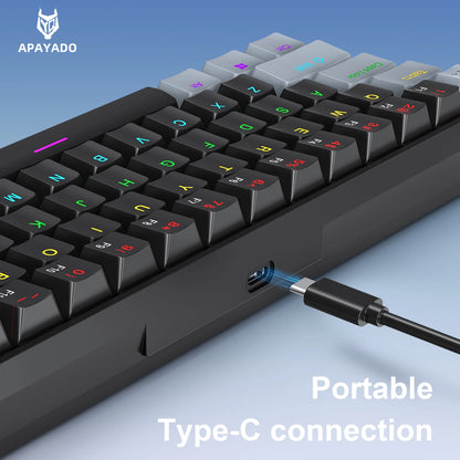 APAYADO K61 Teclado Mecánico RGB 61 Teclas con Cable USB