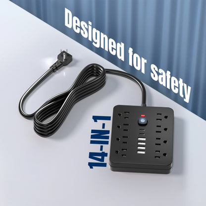 Multicontacto 14 en 1 con USB y USB-C Protector de Sobretensión
