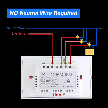 Interruptor Inteligente WiFi Táctil Compatible Alexa y Google Home