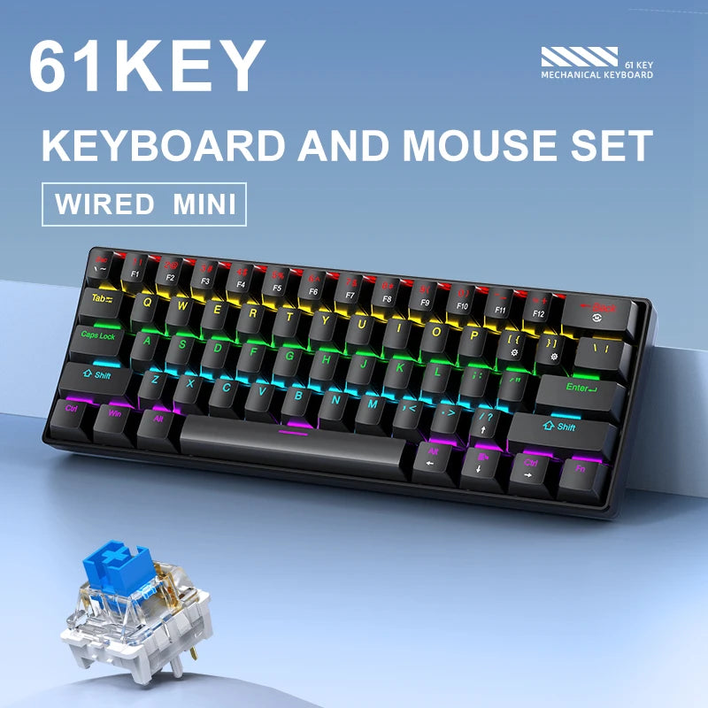 APAYADO K61 Teclado Mecánico RGB 61 Teclas con Cable USB