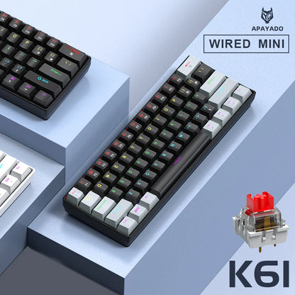 APAYADO K61 Teclado Mecánico RGB 61 Teclas con Cable USB