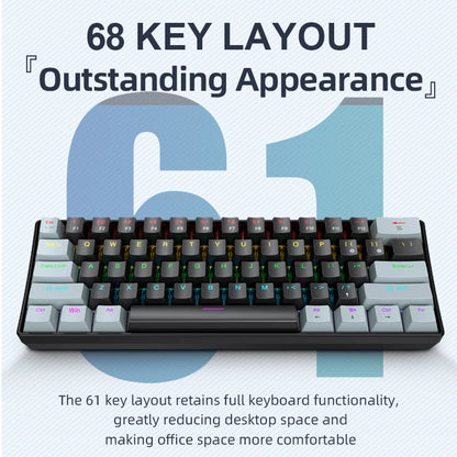 APAYADO K61 Teclado Mecánico RGB 61 Teclas con Cable USB