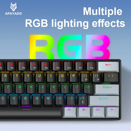 APAYADO K61 Teclado Mecánico RGB 61 Teclas con Cable USB