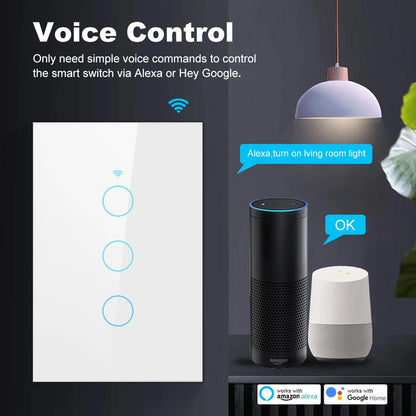 Interruptor Inteligente WiFi Táctil Compatible Alexa y Google Home