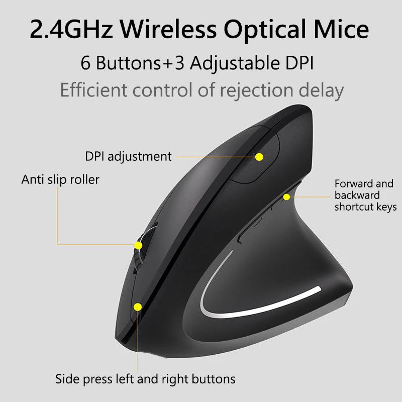 Warvank FK10 Mouse Vertical Ergonómico Inalámbrico 2.4GHz 1600 DPI