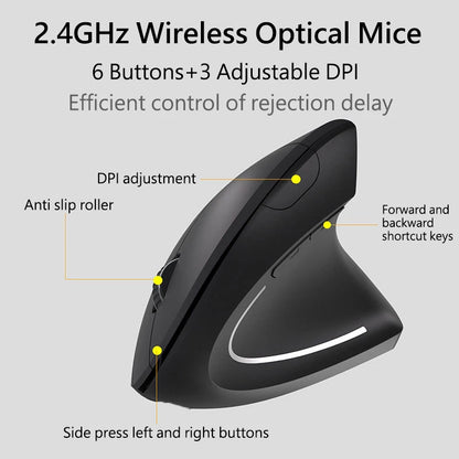 Warvank FK10 Mouse Vertical Ergonómico Inalámbrico 2.4GHz 1600 DPI